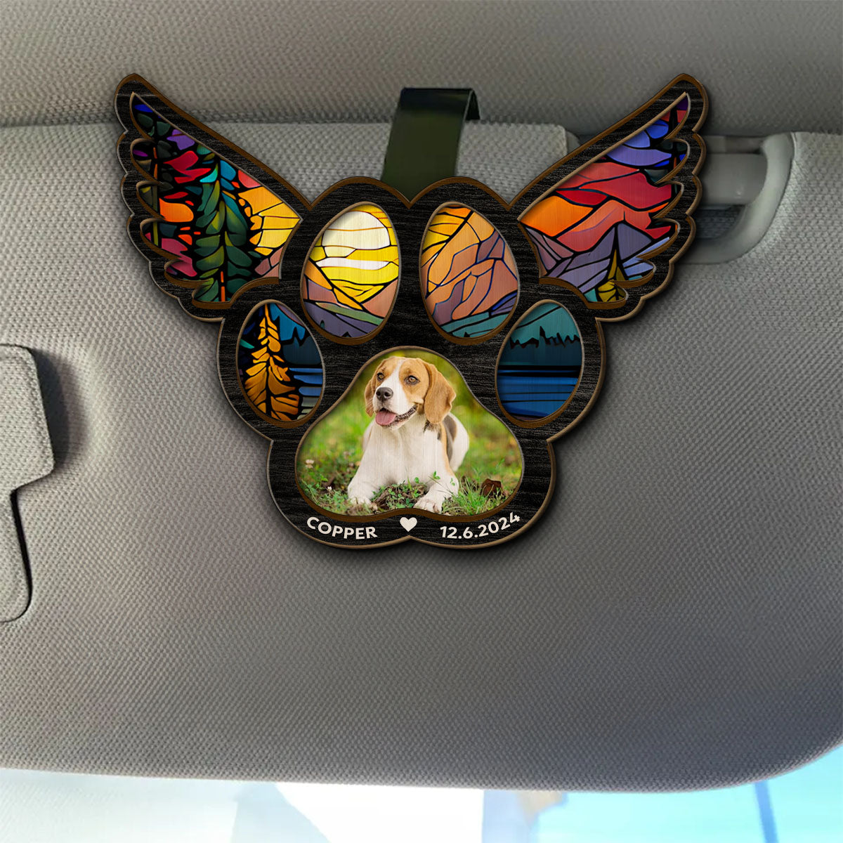 Pawprints On My Heart - Personalized Car Visor Clip