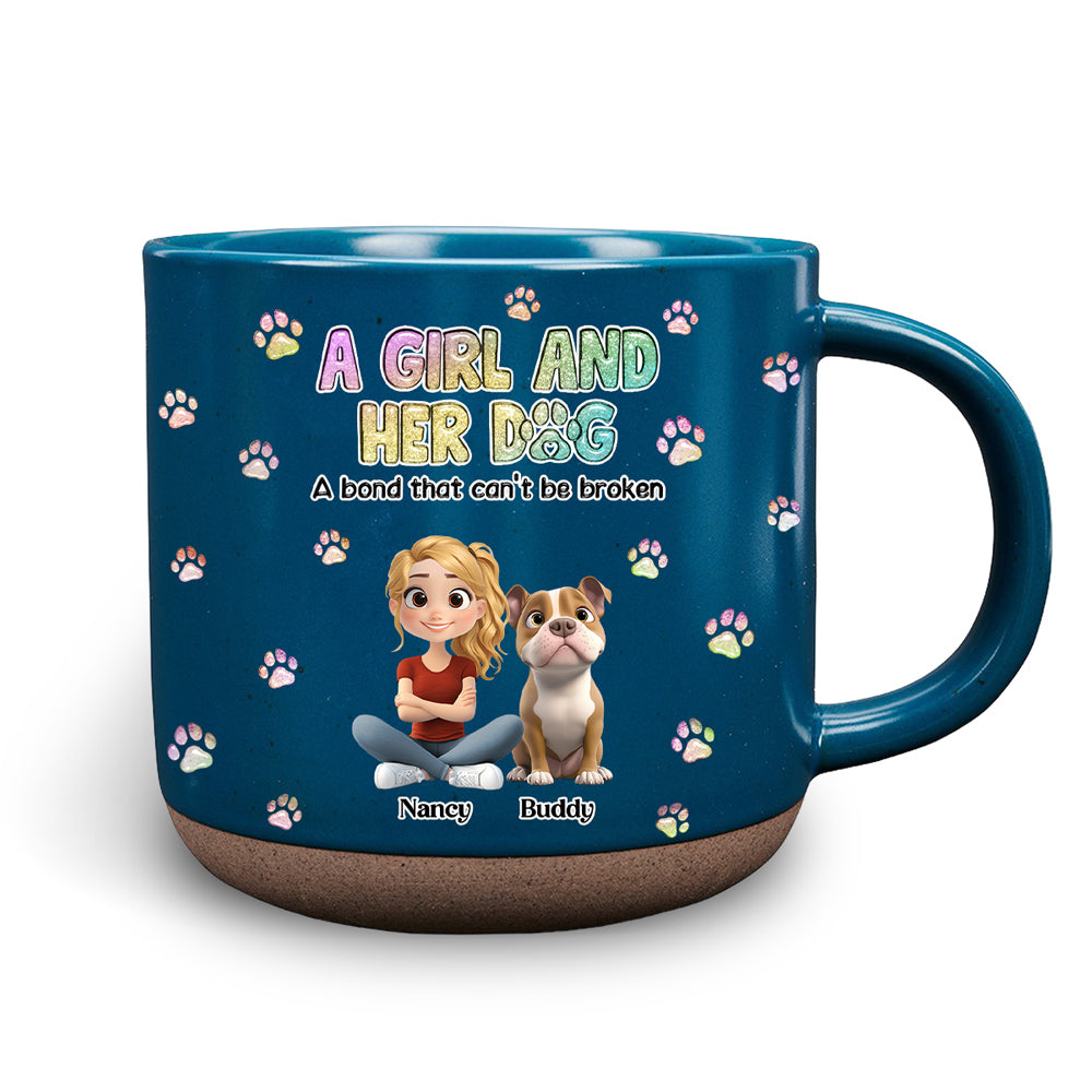 Custom Christmas Birthday Gifts For Dog Mom, Dog Lovers • A Girl And Her Dog - Personalized Pottery Mug