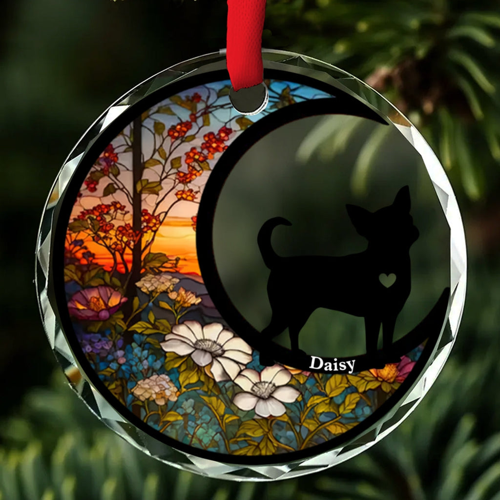 Custom Christmas Memorial Sympathy Gifts For Dogs, Cats • Do Not Cry Because It Is Over - Personalized Glass Ornament