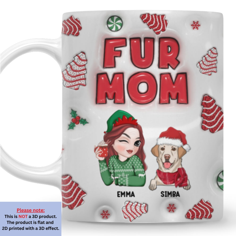 Custom Mother's day Birthday Gifts For Dog Mom, Dog Lovers • Fur Mom Tree Cake - Personalized 3D Inflated Effect Mug