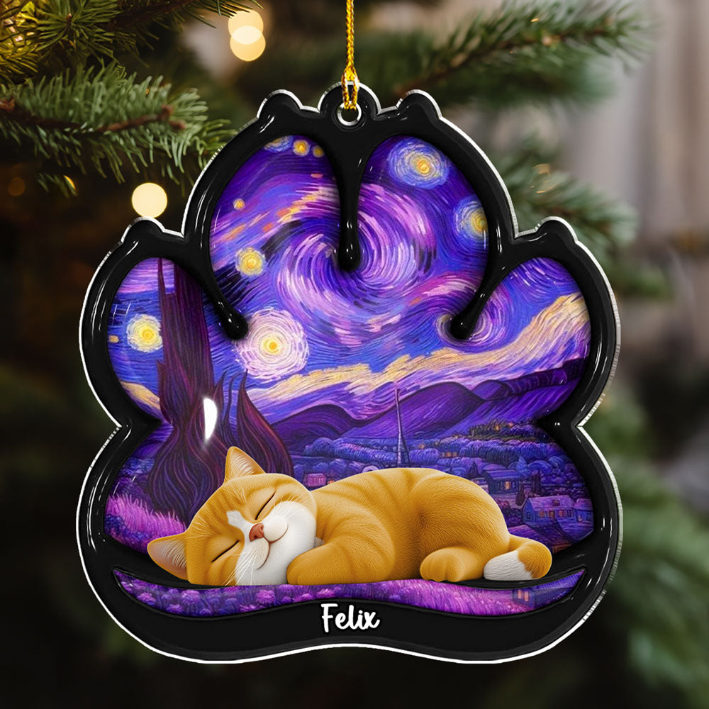 Custom Christmas Decor Home Birthday Gifts For Cat Lovers • Lay Here With Cat - Personalized 3D Effect Acrylic Ornament