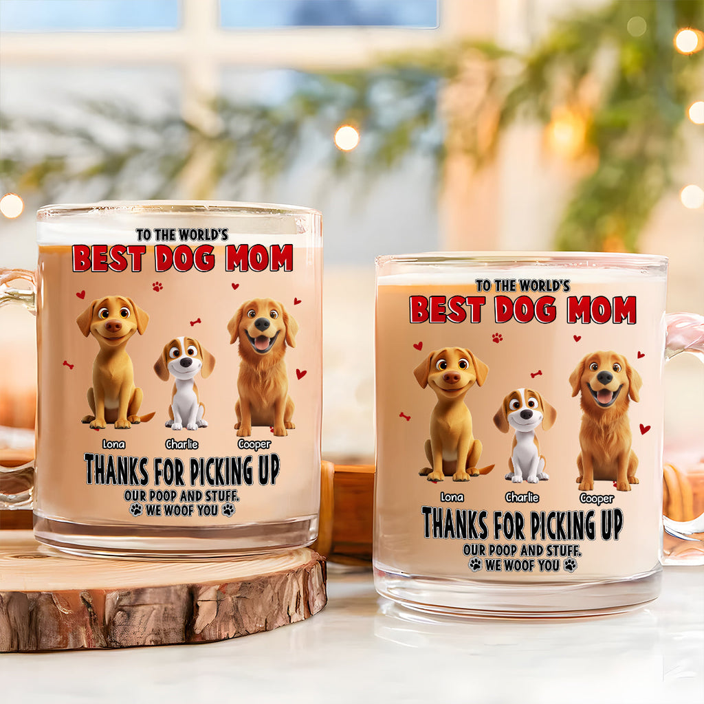 Custom Mother's Father's day Birthday Gifts For Dog Lovers • Thanks For Picking Up My Poo - Personalized Glass Mug