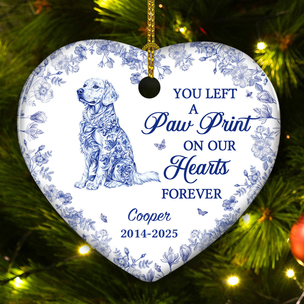 Custom Christmas Decor Home Birthday Gifts For Dog Lovers • Pawprints On My Soul Forever - Personalized Ceramic Ornament