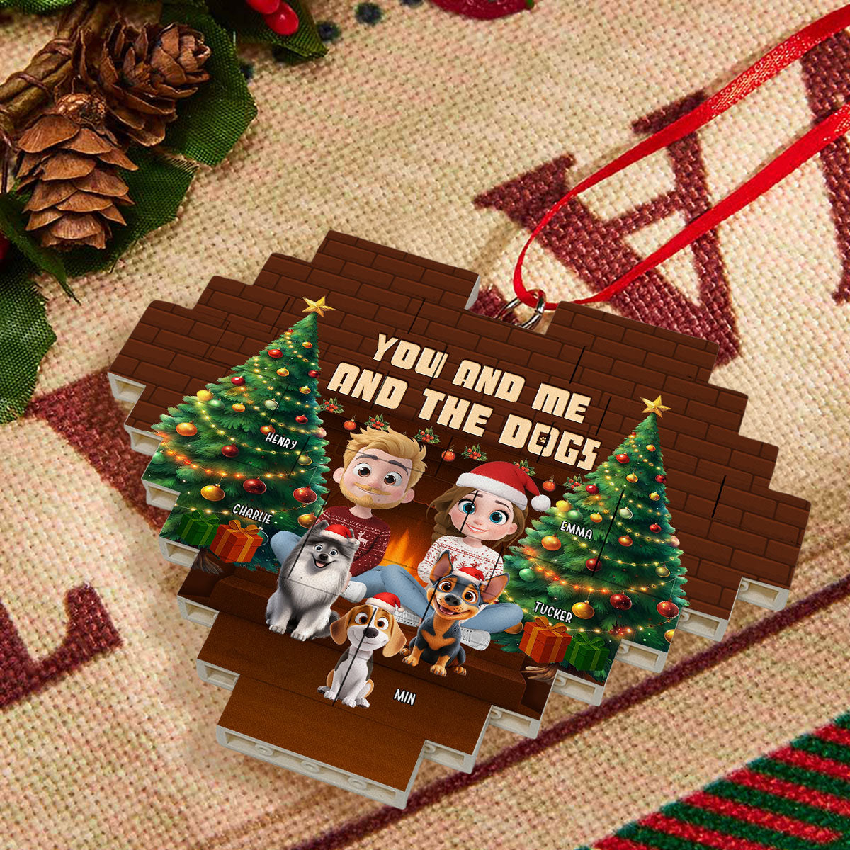 Custom Christmas Decor Home Birthday Gifts For Dog Lovers • This Is Us Through Time - Personalized 3D Effect Heart Puzzle Ornament