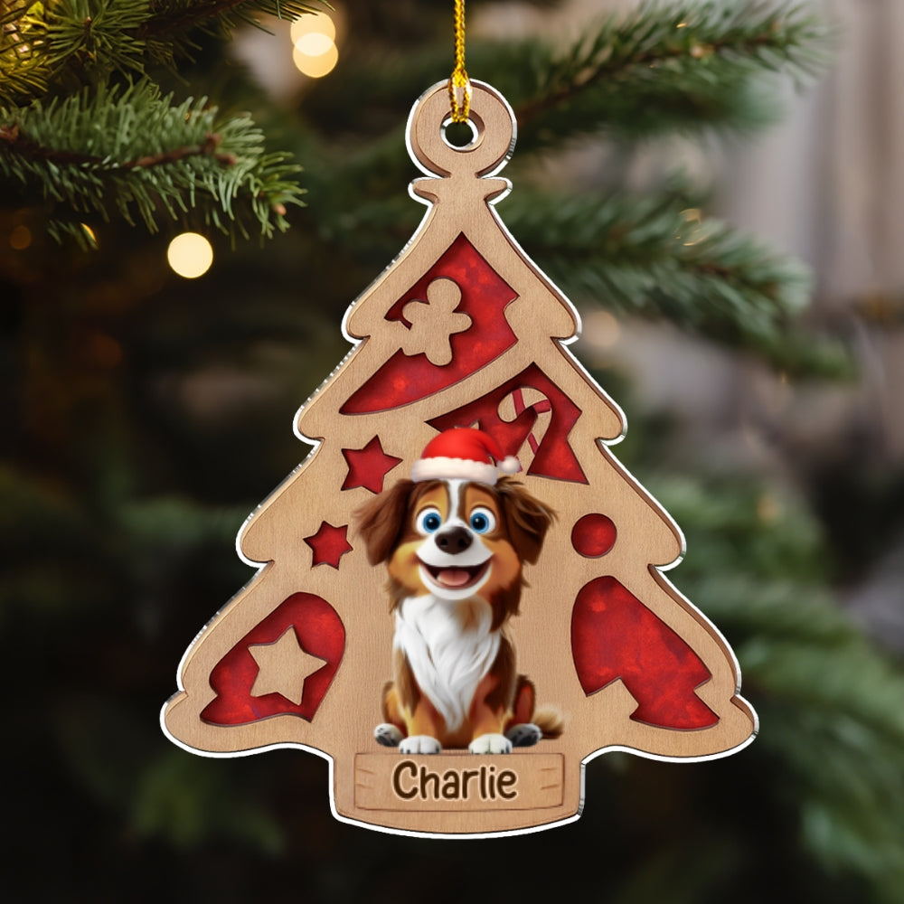 Custom Christmas Decor Home Birthday Gifts For Dog Mom, Dog Lovers • Cute Dog Christmas Tree - Personalized Acrylic Ornament