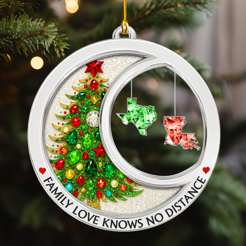 Family Love Knows No Distance Crystal - Personalized Acrylic Ornament