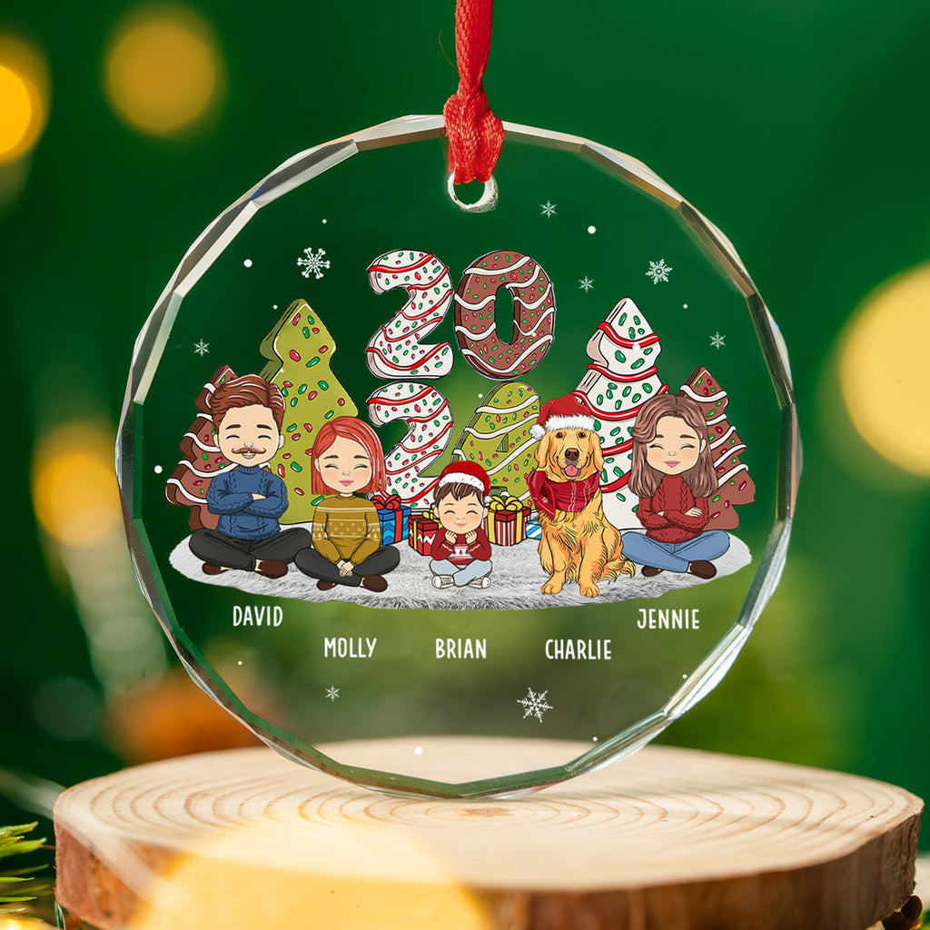 Custom Christmas Decor Home Birthday Gifts For Pet Lovers • Family Cake - Personalized Glass Ornament