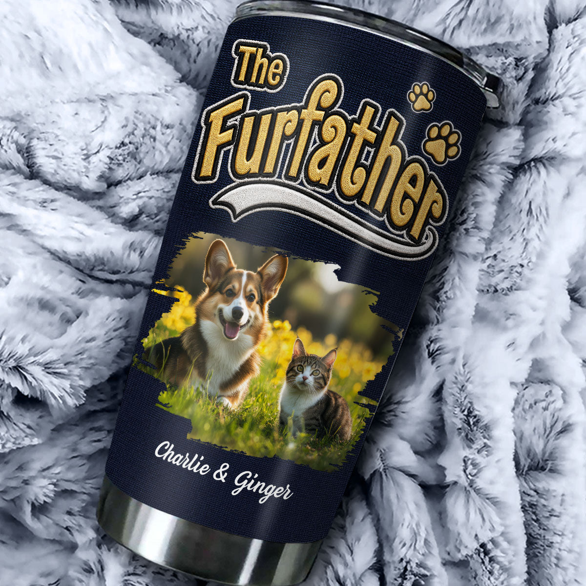 Custom Photo Father's day Birthday Gifts For Pet Dad, Pet Lovers • New Effect Cool Pet Father Photo - Personalized Tumbler