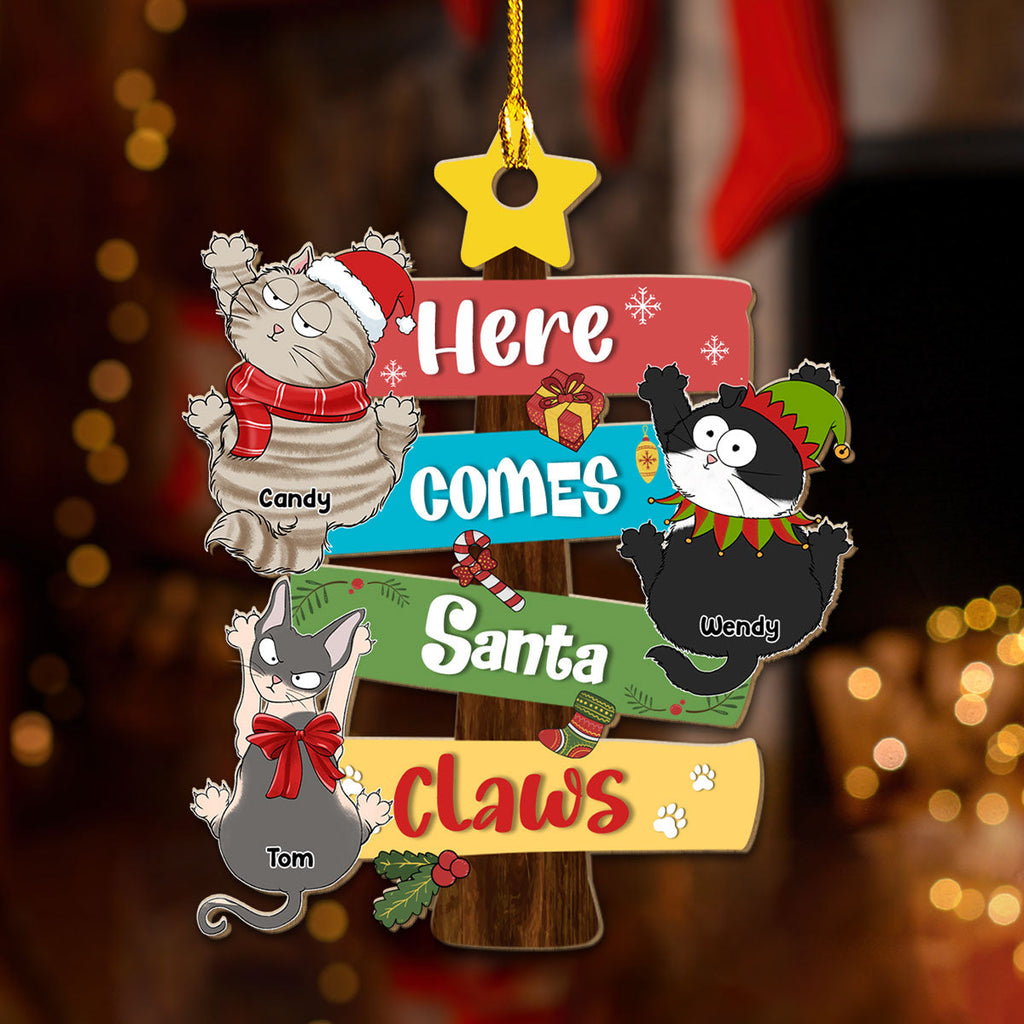 Here Comes Santa Paws - Personalized Wood Ornament