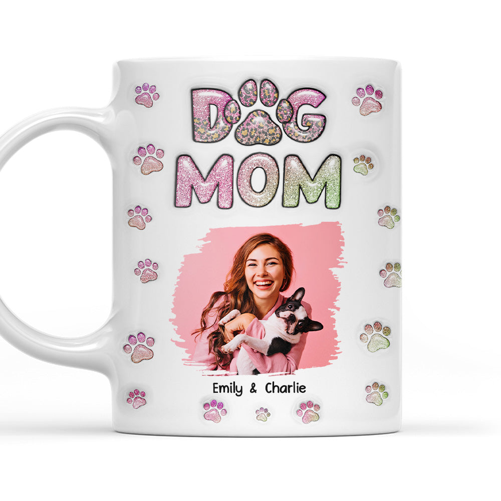 Custom Photo Christmas Birthday Gifts For Dog Mom, Dog Lovers • Dog Mom Lovely Chibi Version Photo - Personalized 3D Inflated Effect Mug