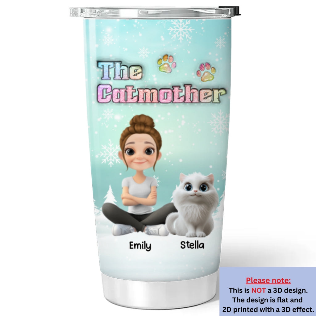 Custom Christmas Birthday Gifts For Cat Mom, Cat Lovers • Cat Mother Cartoon - Personalized 3D Inflated Effect Tumbler