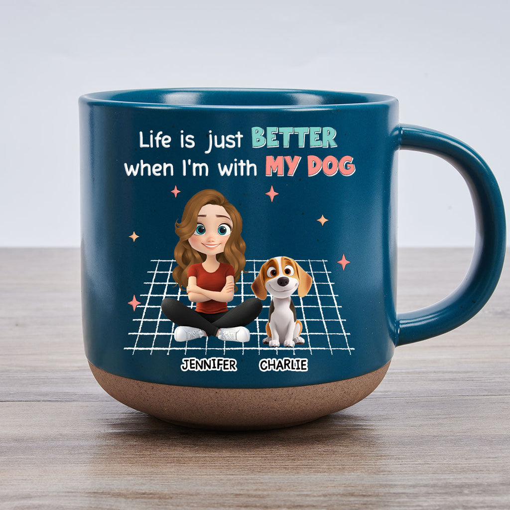 Custom Christmas Birthday Gifts For Dog Lovers • Life Is Just Better With My Dogs - Personalized Pottery Mug