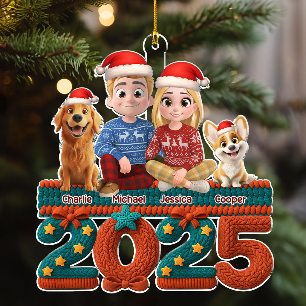 Custom Christmas Decor Home Birthday Gifts For Dog Lovers • Jolly Year - Personalized 3D Effect Acrylic Ornament
