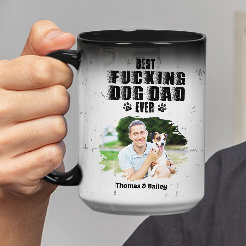 Custom Photo Father's day Birthday Gifts For Dog Dad, Dog Lovers • Best Dad Ever Photo - Personalized Color Changing Mug
