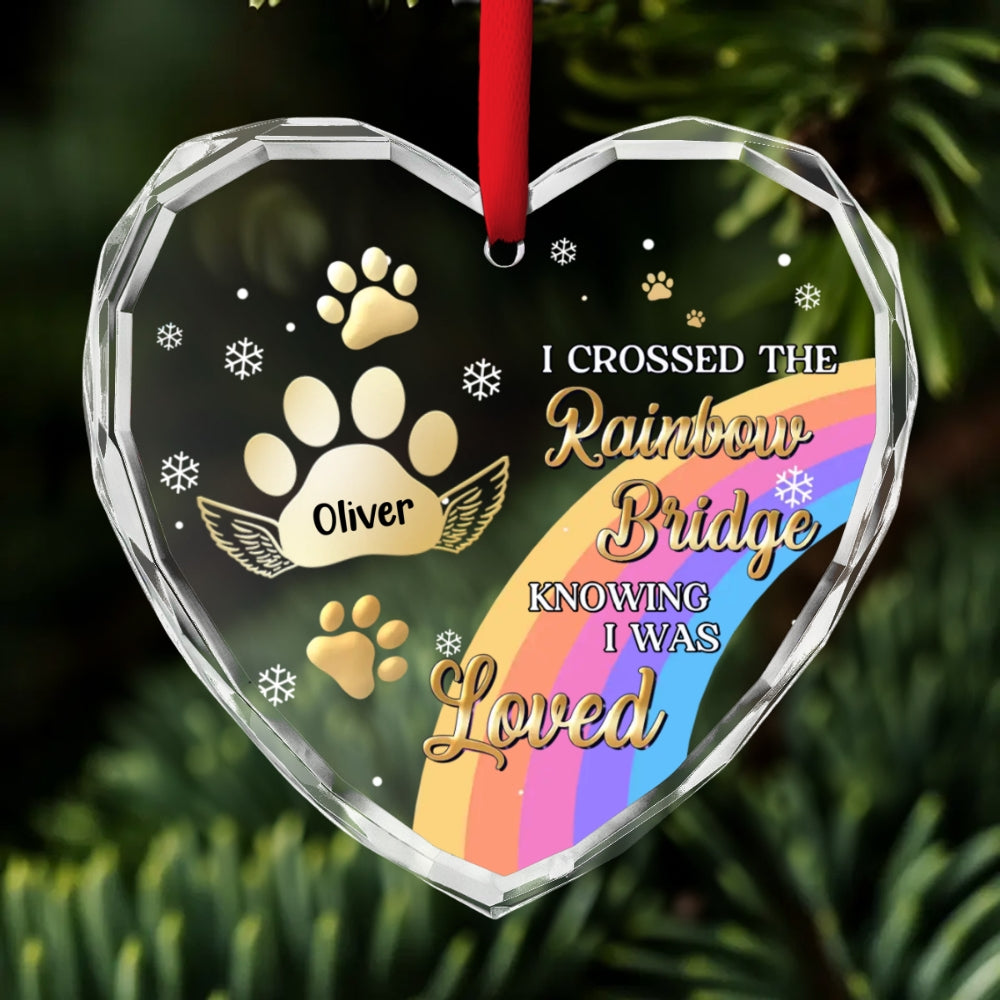 Custom Christmas Memorial Sympathy Gifts For Dogs, Cats • I Was Loved - Personalized Glass Ornament