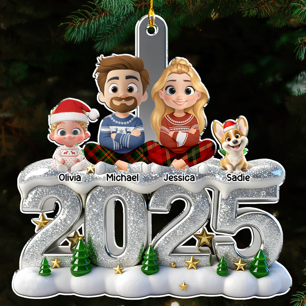 Such A Glittery Year - Personalized 3D Effect Acrylic Ornament