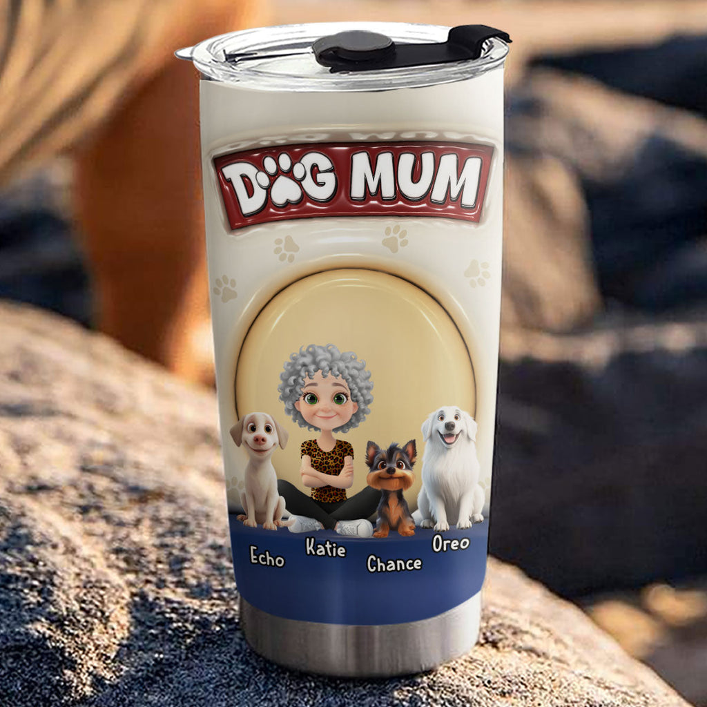 Custom Christmas Birthday Gifts For Dog Mom, Dog Lovers • Cute Dog Mum - Personalized 3D Inflated Effect Tumbler