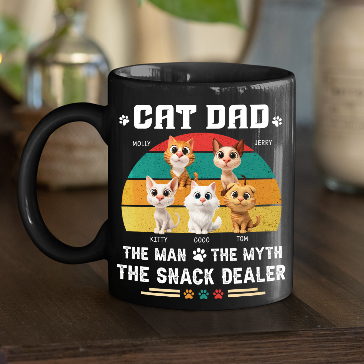Custom Christmas Birthday Gifts For Cat Dad, Cat Lovers • Man Myth Dealer - Personalized Coffee Mug