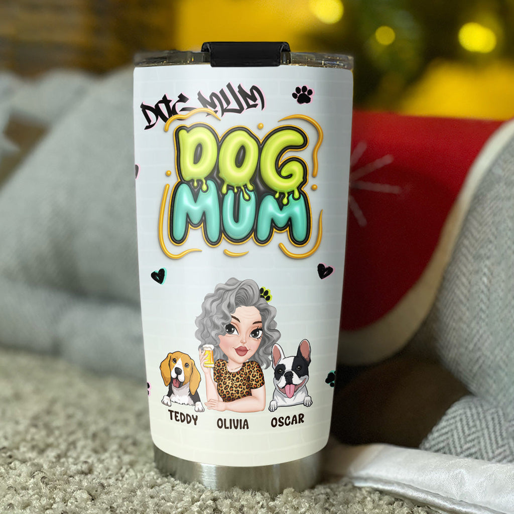 Custom Mother's day Birthday Gifts For Pet Mom, Pet Lovers • Colorful Dog Mom Slay - Personalized 3D Inflated Effect Tumbler