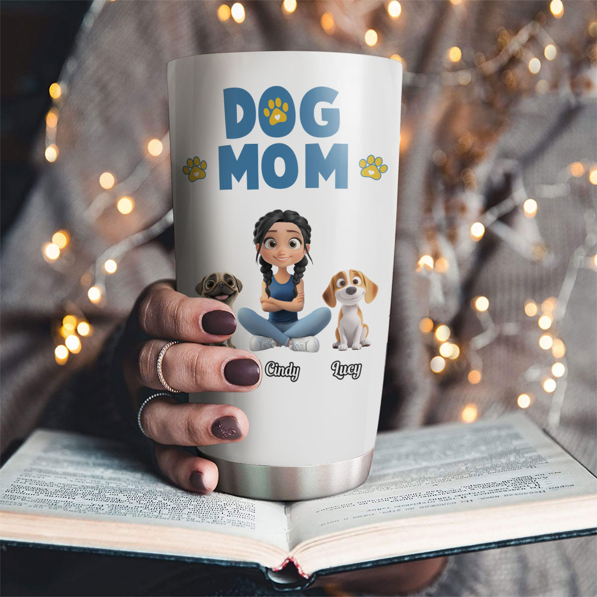 Custom Christmas Birthday Gifts For Pet Lovers • Girl And Dog Cartoon Style Version 2 - Personalized Tumbler