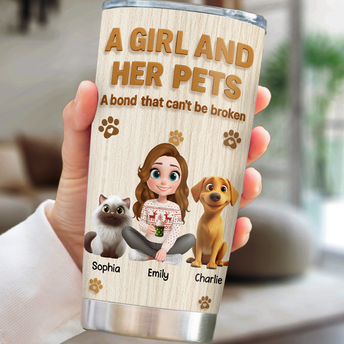 Custom Christmas Birthday Gifts For Pet Mom, Pet Lovers • A Girl And Her Pet Snowball - Personalized Tumbler