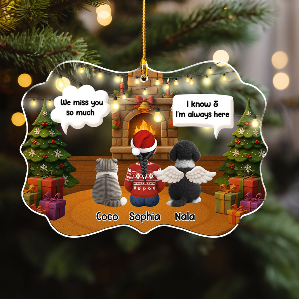 Custom Christmas Memorial Sympathy Gifts For Dogs, Cats • You Are Still Here Somehow- Personalized Acrylic Ornament