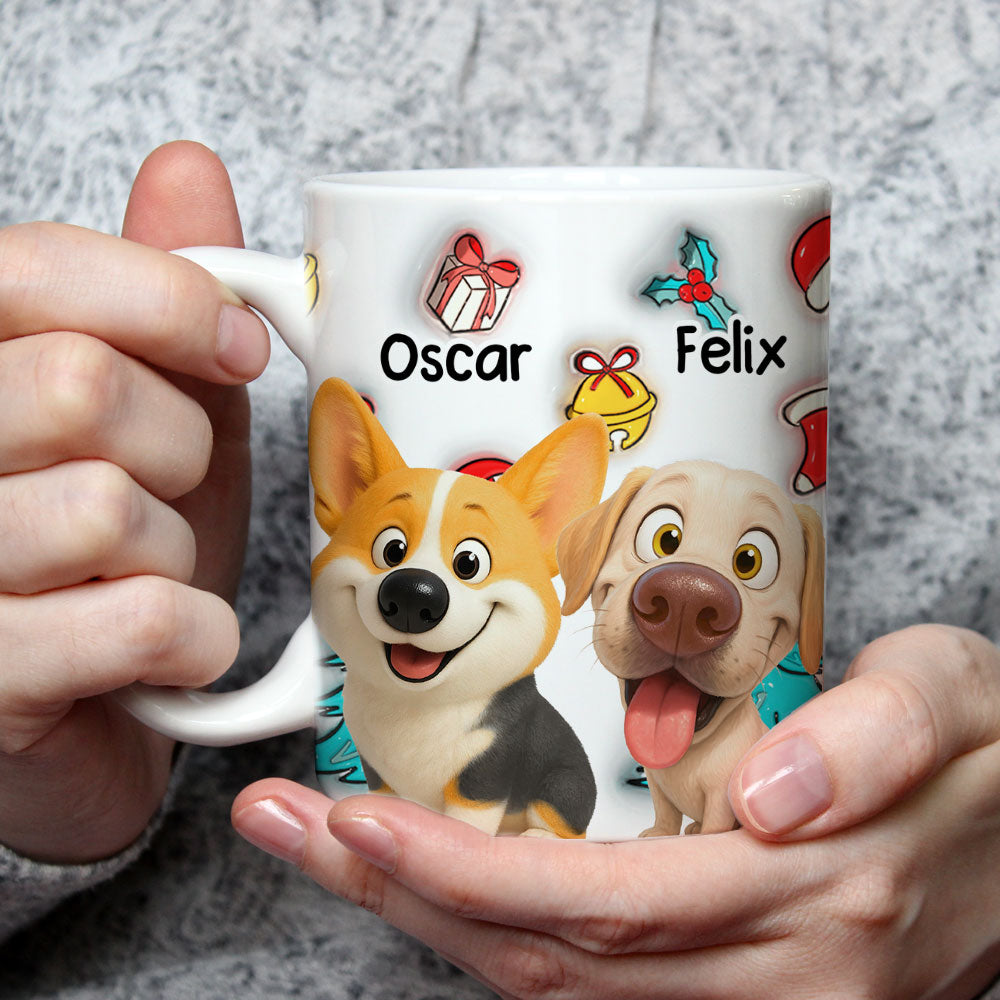 Custom Christmas Birthday Gifts For Dog Mom, Dog Lovers • Santa Is Coming - Personalized 3D Inflated Effect Mug