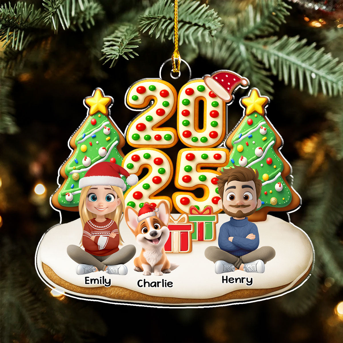 Custom Christmas Decor Home Birthday Gifts For Dog Lovers • Family Holiday Memories - Personalized Acrylic Ornament