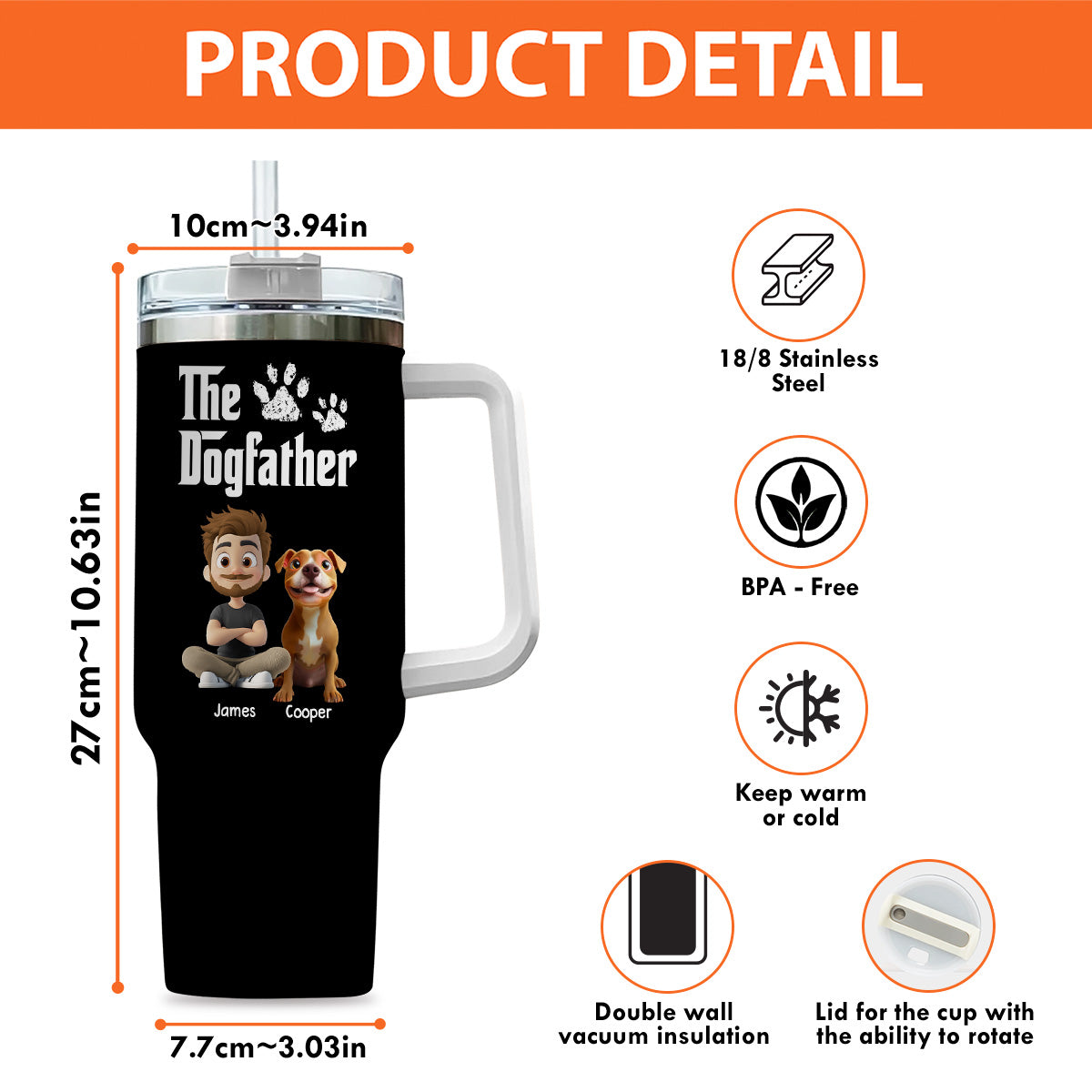 Custom Father's day Birthday Gifts For Dog Dad, Dog Lovers • Cool Dog Father - Personalized Tumbler