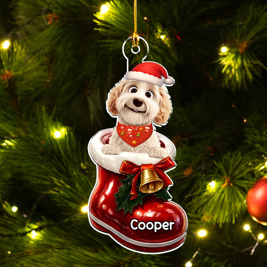 Custom Christmas Decor Home Birthday Gifts For Dog Lovers • Here In Your Shoes - Personalized 3D Effect Acrylic Ornament