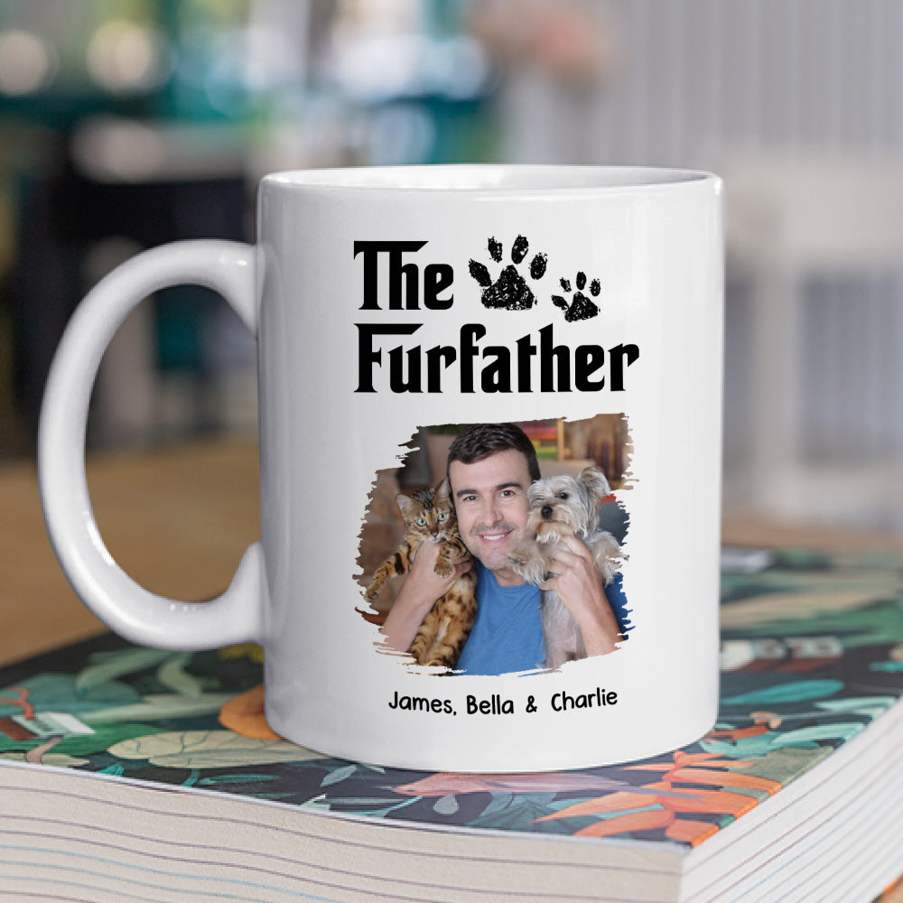 Custom Photo Father's day Birthday Gifts For Pet Dad, Pet Lovers • White Cool Pet Father Photo - Personalized Coffee Mug