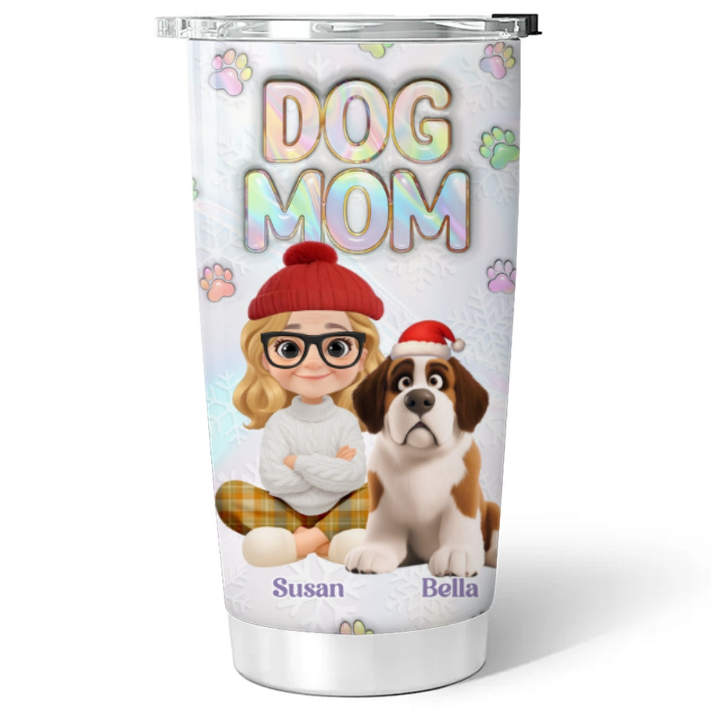 Custom Christmas Birthday Gifts For Dog Lovers • Dog Mother Of Pearl - Personalized 3D Inflated Effect Tumbler