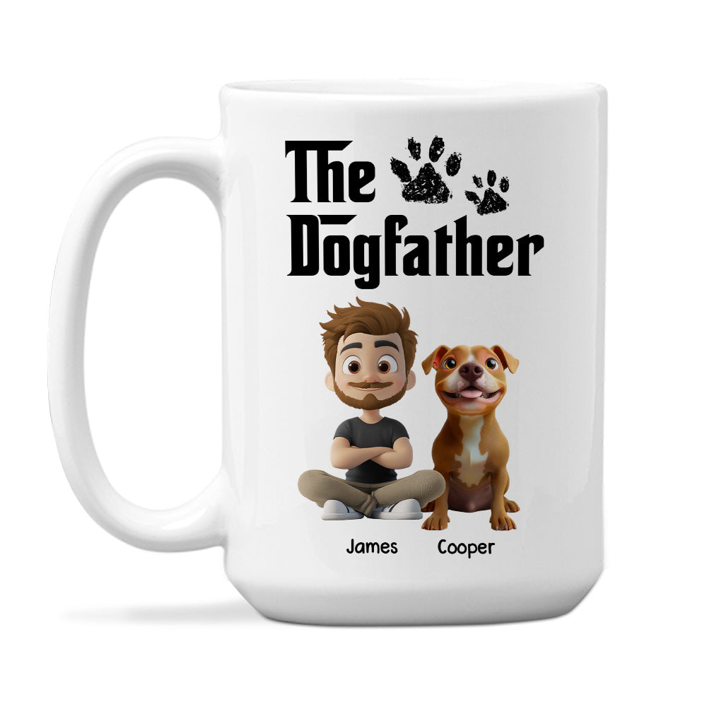 Custom Father's day Birthday Gifts For Dog Dad, Dog Lovers • White Cool Dog Father - Personalized Coffee Mug