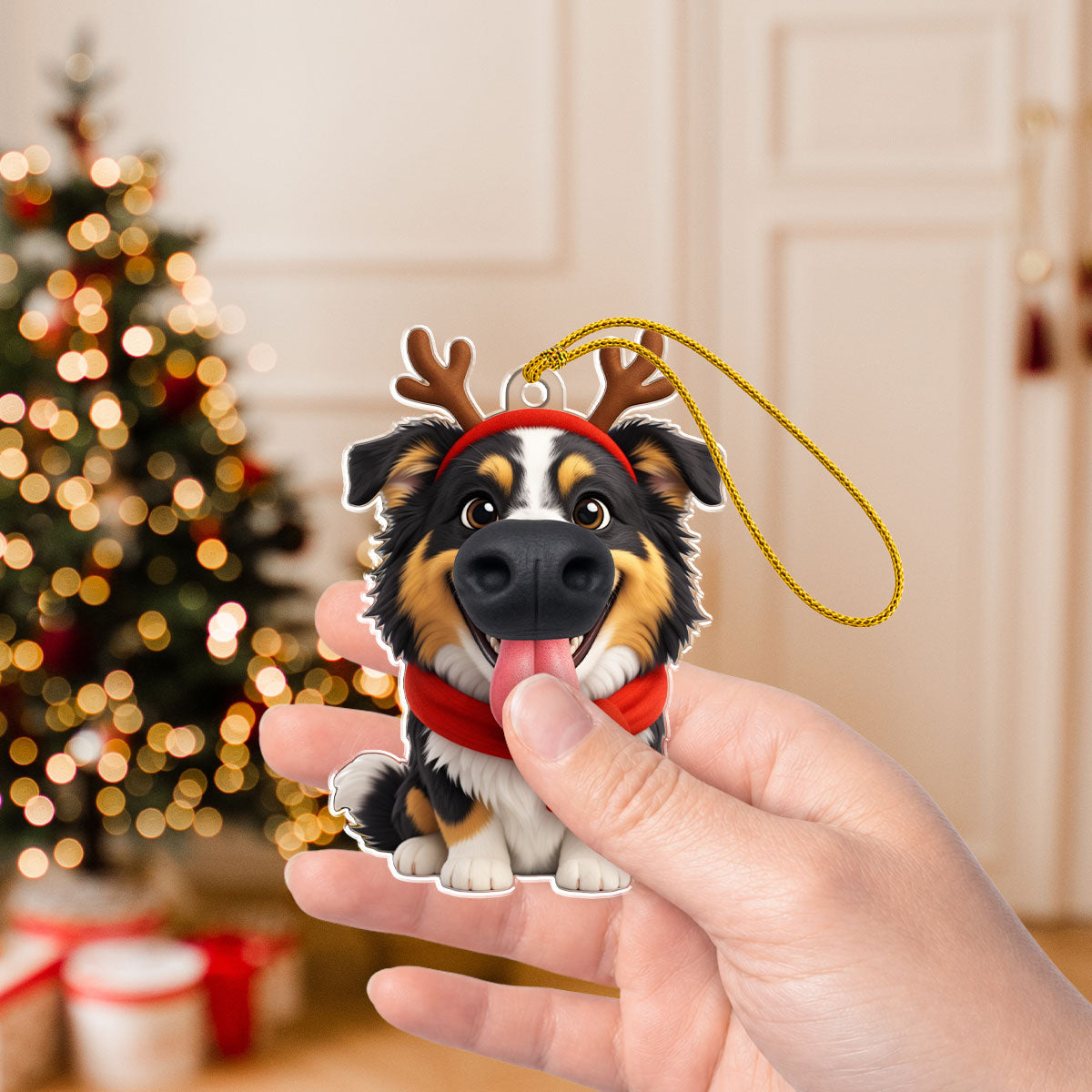 Custom Christmas Decor Home Birthday Gifts For Dog Dad, Dog Lovers • Reindeer Boop 2 - Personalized Nose Squishy Ornament