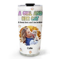 Custom Photo Christmas Birthday Gifts For Cat Mom, Cat Lovers • A Girl And Her Cat Photo - Personalized 3D Inflated Effect Tumbler