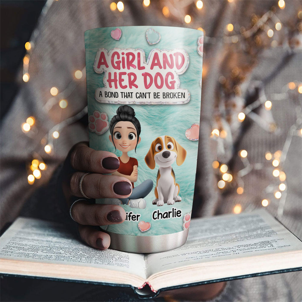 Custom Christmas Birthday Gifts For Dog Mom, Dog Lovers • Stuffy Cute Girl And Her Dogs - Personalized 3D Effect Tumbler