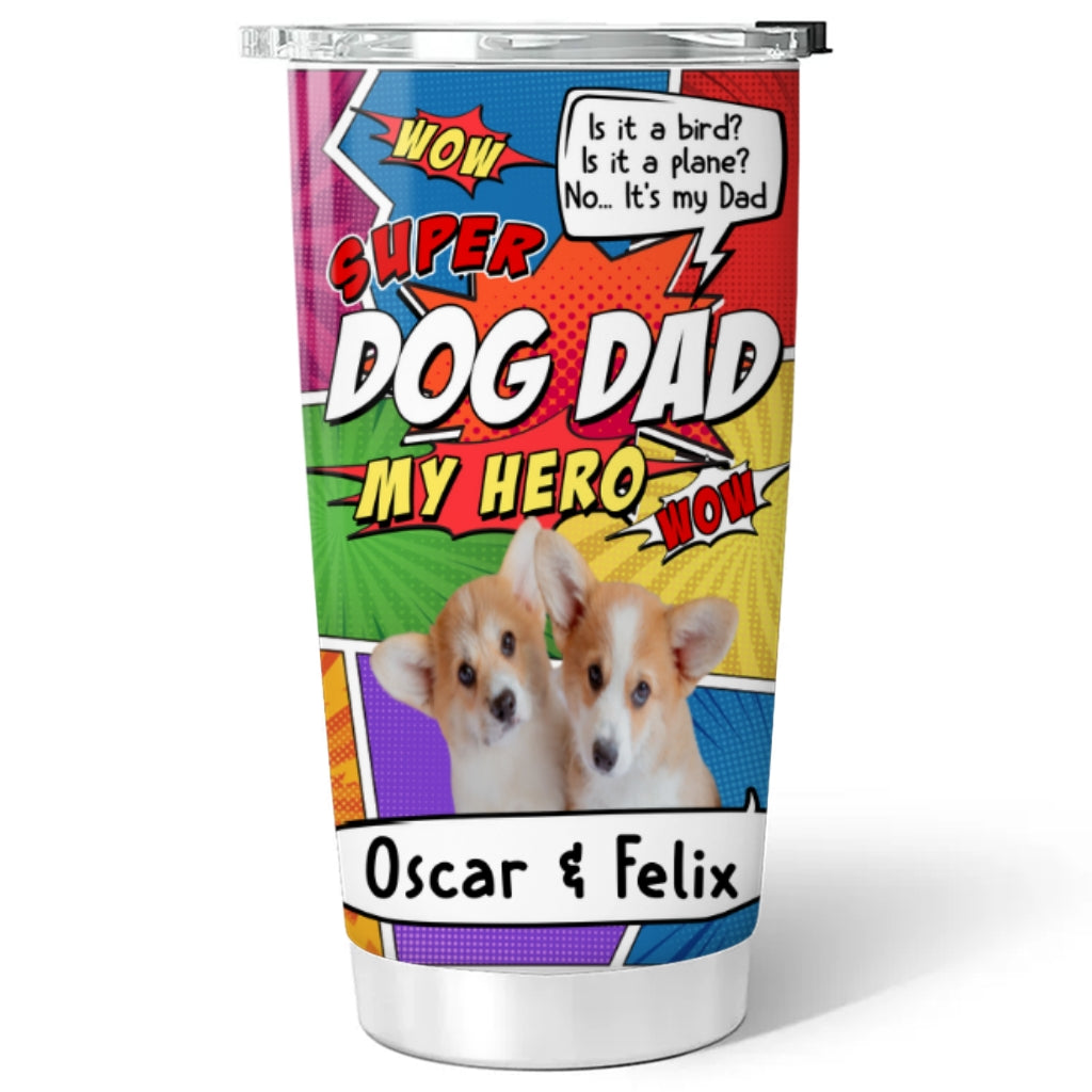 Custom Photo Christmas Birthday Gifts For Dog Dad, Dog Lovers • Super Dog Dad Photo - Personalized Tumbler