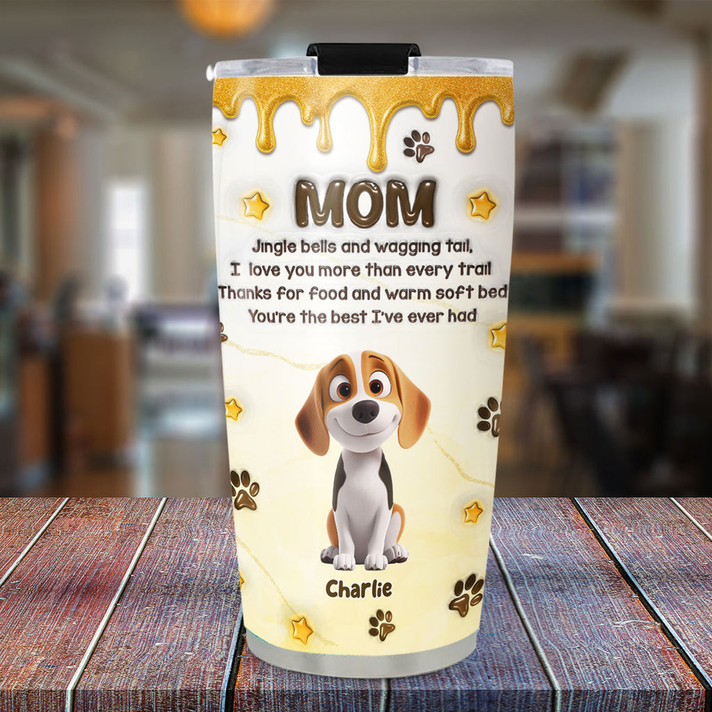 Custom Christmas Birthday Gifts For Dog Lovers • Jingle Bells And Wagging Tail - Personalized 3D Effect Tumbler