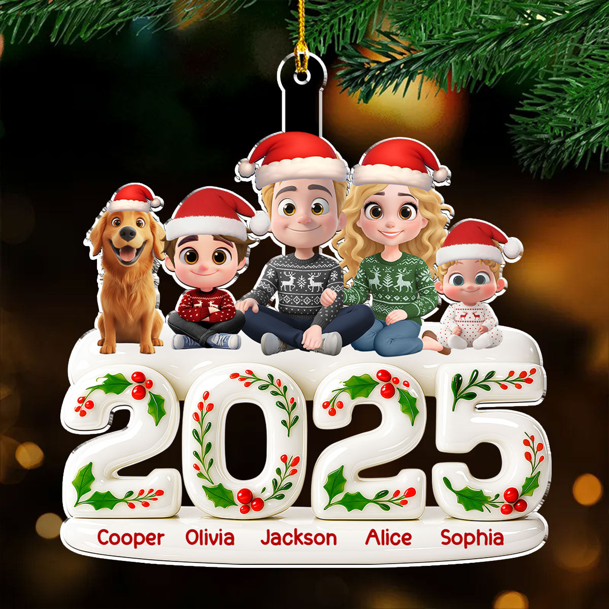 Custom Christmas Decor Home Birthday Gifts For Dog Lovers • Whole Family Hunt Rewards - Personalized 3D Effect Acrylic Ornament