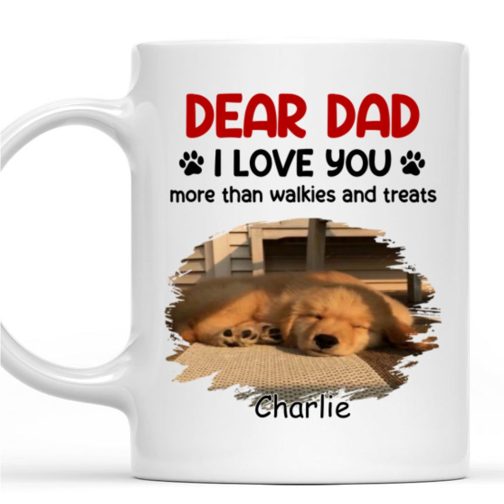 Custom Photo Christmas Birthday Gifts For Dog Mom, Dog Lovers • Love You More Than Treats Photo - Personalized Coffee Mug