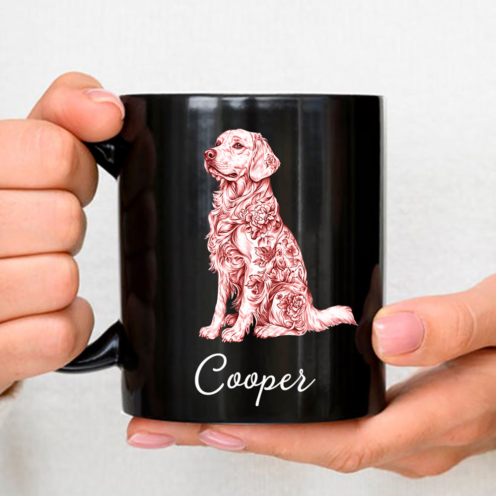 Custom Christmas Birthday Gifts For Dog Mom, Dog Lovers • Chinoiserie Toile Dog - Personalized Coffee Mug