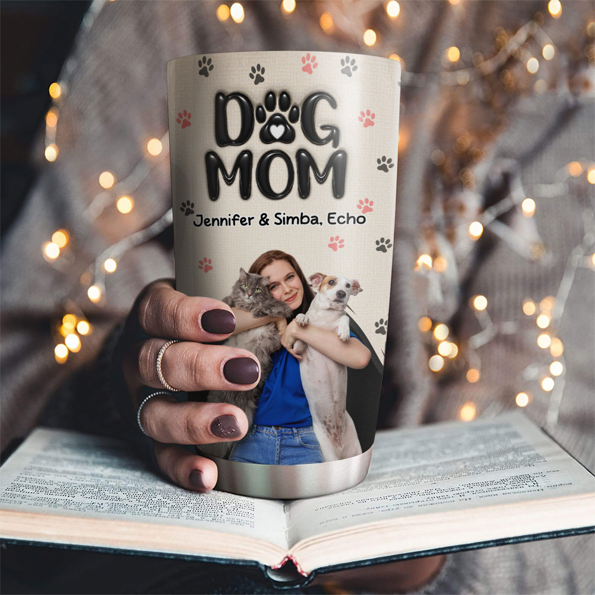 Custom Photo Christmas Birthday Gifts For Dog Mom, Dog Lovers • Mom Love You The Most Photo - Personalized 3D Inflated Effect Tumbler
