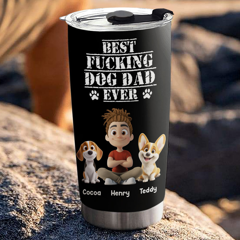 Custom Christmas Birthday Gifts For Dog Dad, Dog Lovers • Best Dad In The Hood - Personalized Tumbler