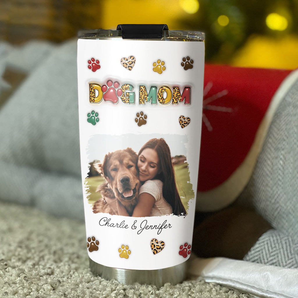 Custom Photo Christmas Birthday Gifts For Dog Mom, Dog Lovers • Dog Mom Photo - Personalized 3D Inflated Effect Tumbler