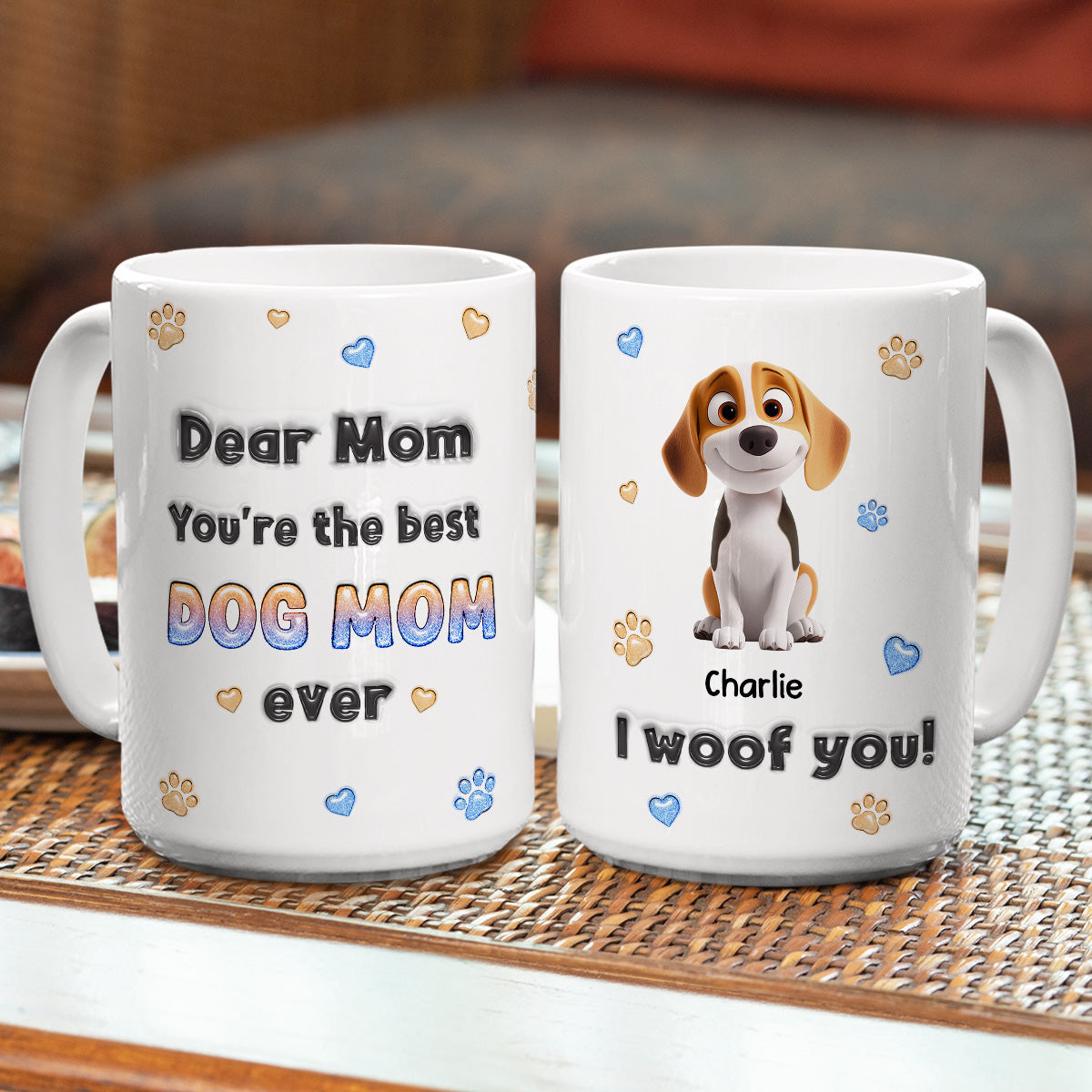 Custom Christmas Birthday Gifts For Dog Lovers • You Are The Best Cartoon Dog Mom Dad - Personalized 3D Inflated Effect Mug