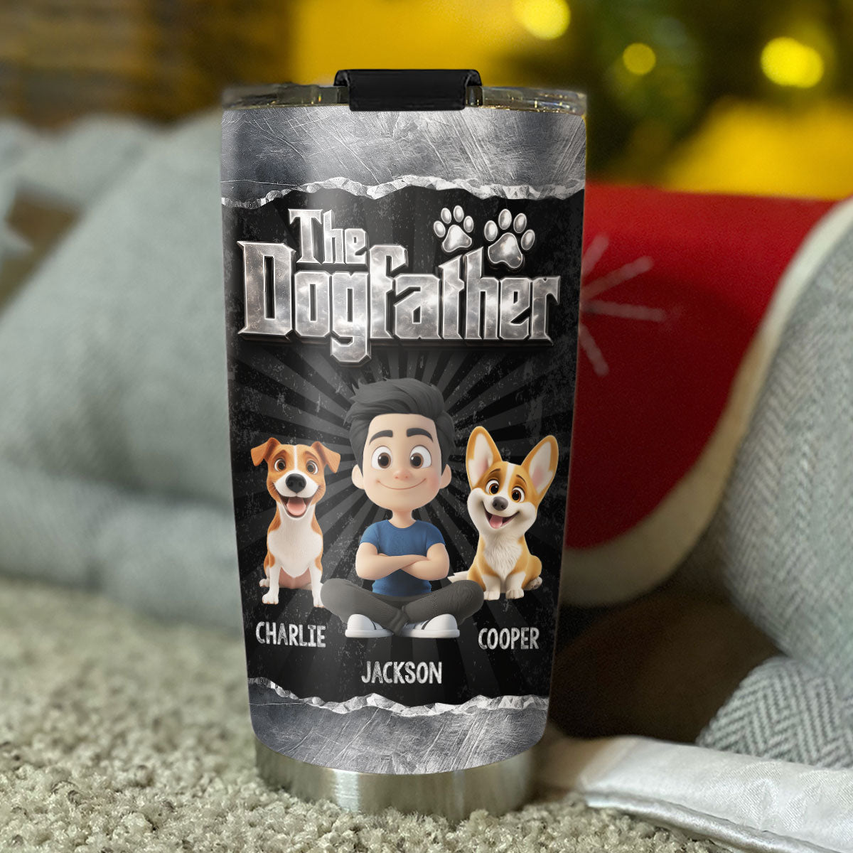Custom Christmas Birthday Gifts For Dog Dad, Dog Lovers • Father Of Dogs - Personalized Tumbler