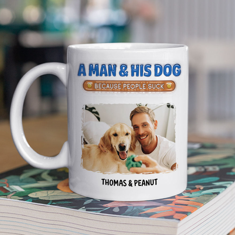 Custom Photo Christmas Birthday Gifts For Dog Dad, Dog Lovers • A Gentleman And His Dog Photo - Personalized 3D Inflated Effect Mug