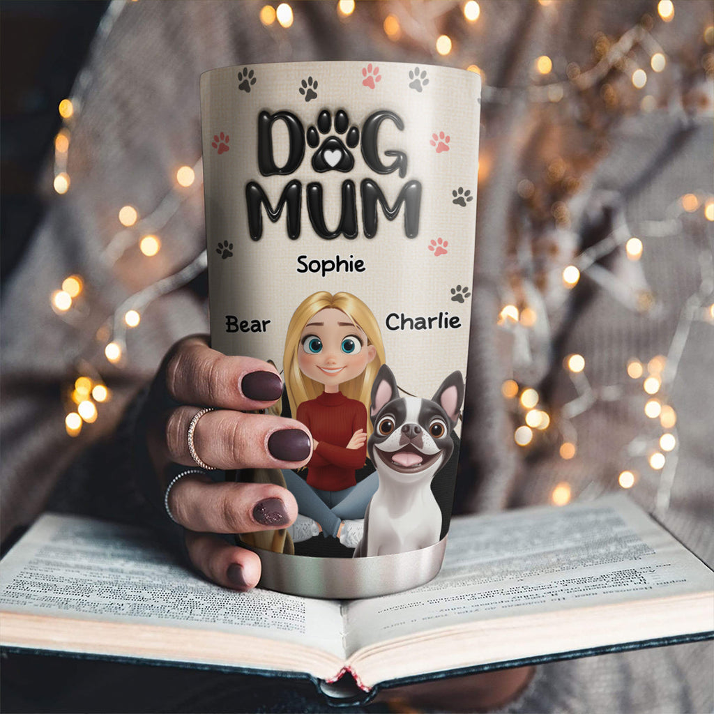Custom Christmas Birthday Gifts For Dog Mom, Dog Lovers • Mom Love You The Most - Personalized 3D Inflated Effect Tumbler