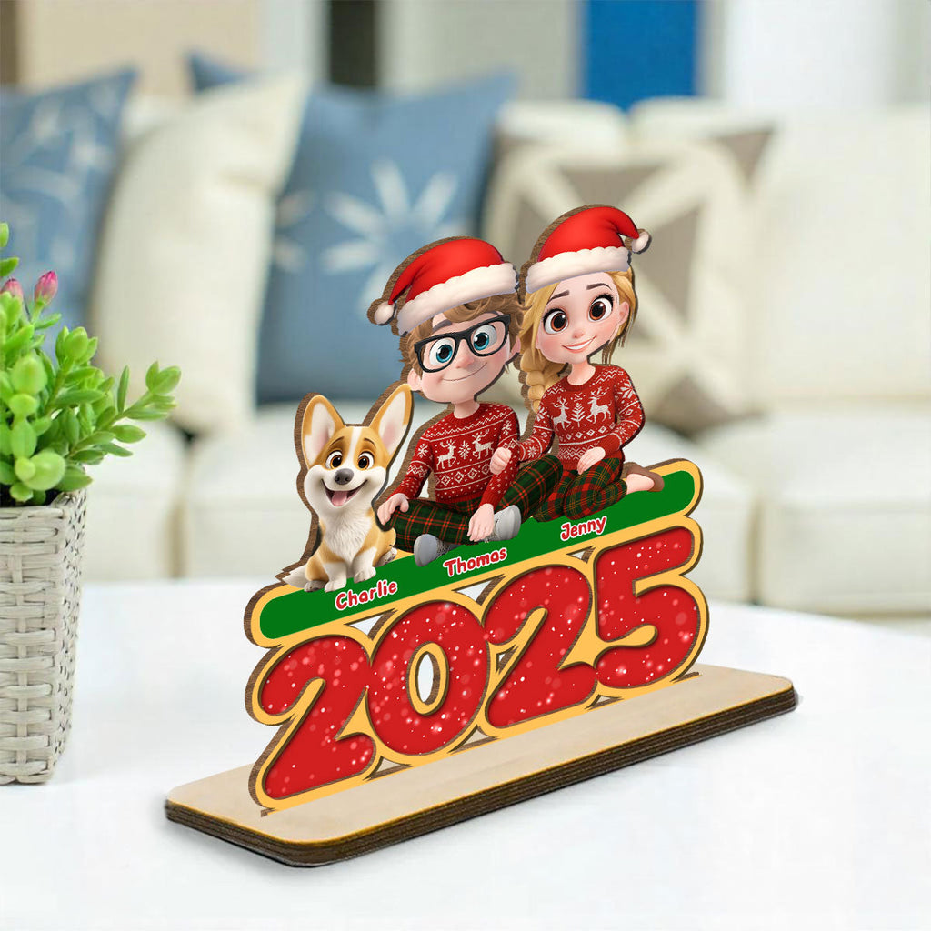 We And Our Dog - Personalized 2-Layer Wood Plaque With Flat Base