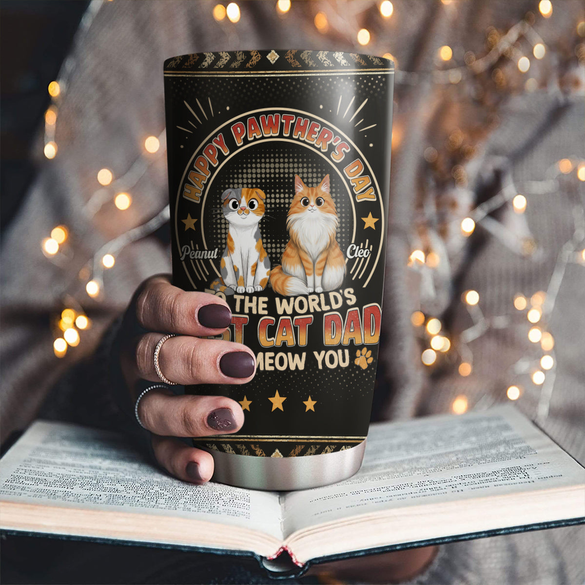 Custom Christmas Birthday Gifts For Cat Lovers • Pawther Day With Cat Dad - Personalized Tumbler